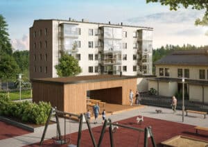Havainnekuva Taitajankatu 10 kiinteistöstä, jonka Y-Säätiö rakennutti.