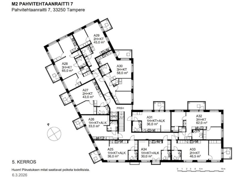 Esimerkkikuva asuntojen kerrospohjasta